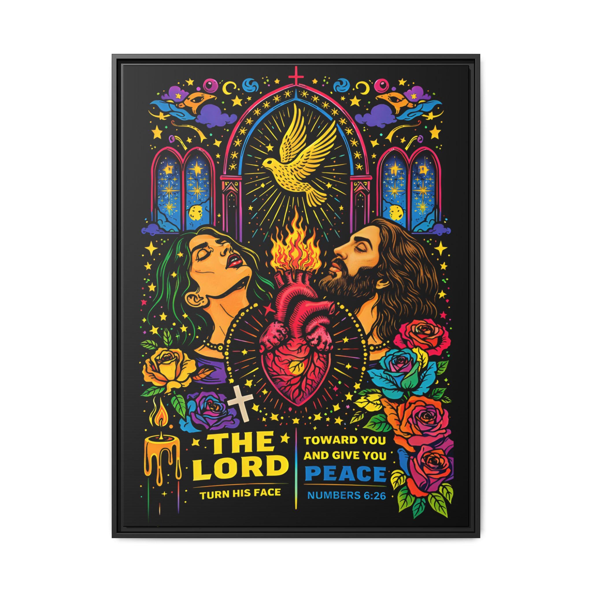 Sacred Heart Jesus Canvas Art | Christian Neon Religious Wall Decor - Starseed Revelation