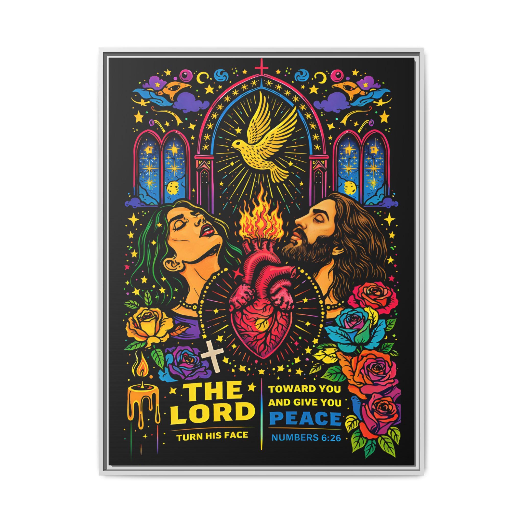 Sacred Heart Jesus Canvas Art | Christian Neon Religious Wall Decor - Starseed Revelation