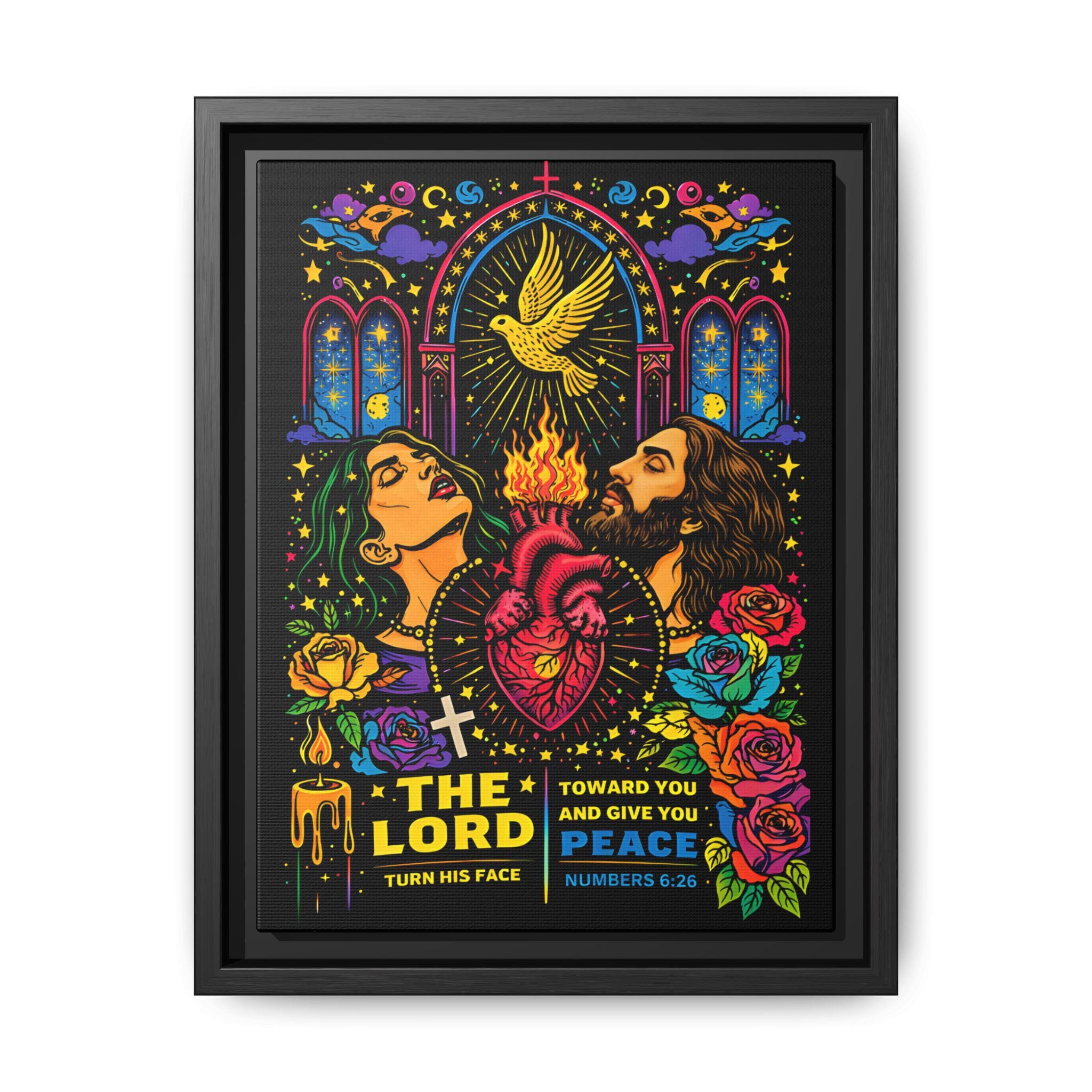 Sacred Heart Jesus Canvas Art | Christian Neon Religious Wall Decor - Starseed Revelation