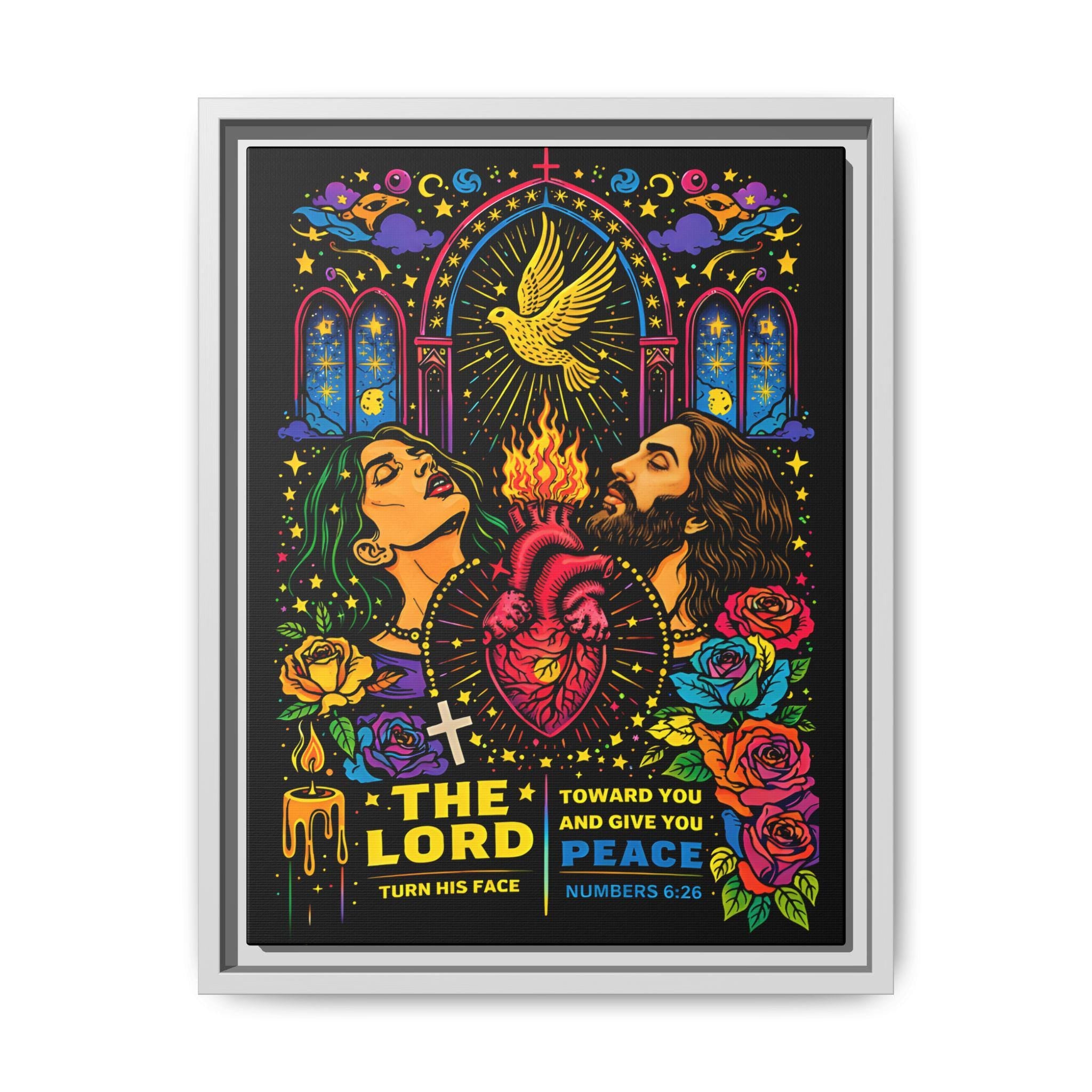 Sacred Heart Jesus Canvas Art | Christian Neon Religious Wall Decor - Starseed Revelation