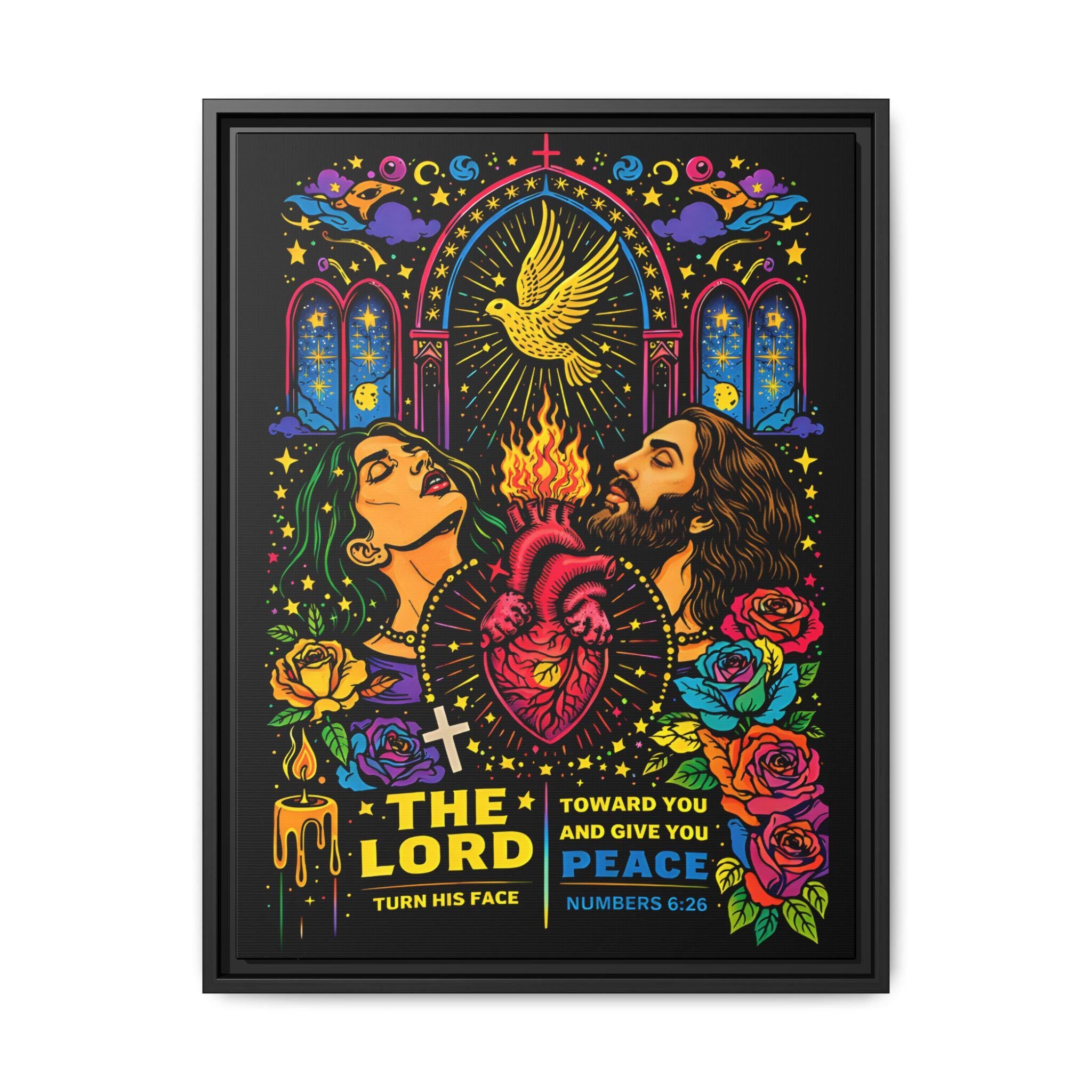 Sacred Heart Jesus Canvas Art | Christian Neon Religious Wall Decor - Starseed Revelation